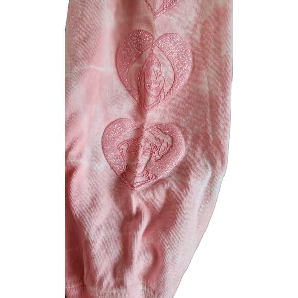 Nwt Disney Prince Cropped Spirit Jersey Royal Crush Pullover TieDye Pink Top Med - Picture 8 of 9